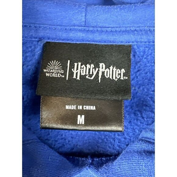 Harry Potter Hoodie Ravenclaw Texture Pullover Fleece Sweater Blue Men’s Medium - Picture 4 of 6
